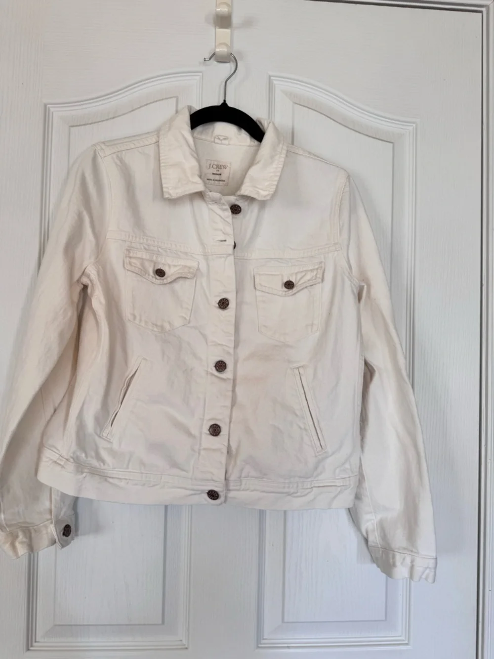 J. Crew White Denim Jacket Jacket Size Medium